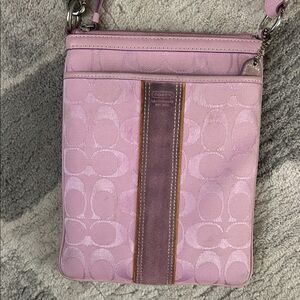 Coach Light Pink Crossbody Bag with Stripe